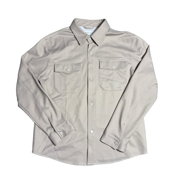 Denim & Flower Other - Denim & Flower Ricky Singh Men XL Tan Snap Front LongSleeve Shirt Jacket Shacket